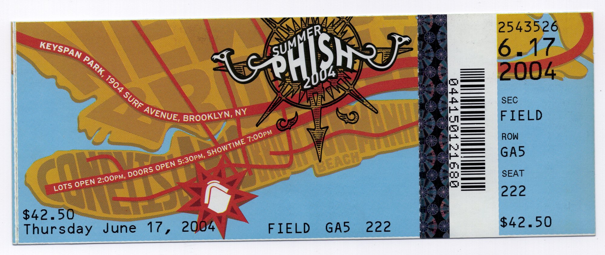 Ticket for 2004-06-17 at KeySpan Park