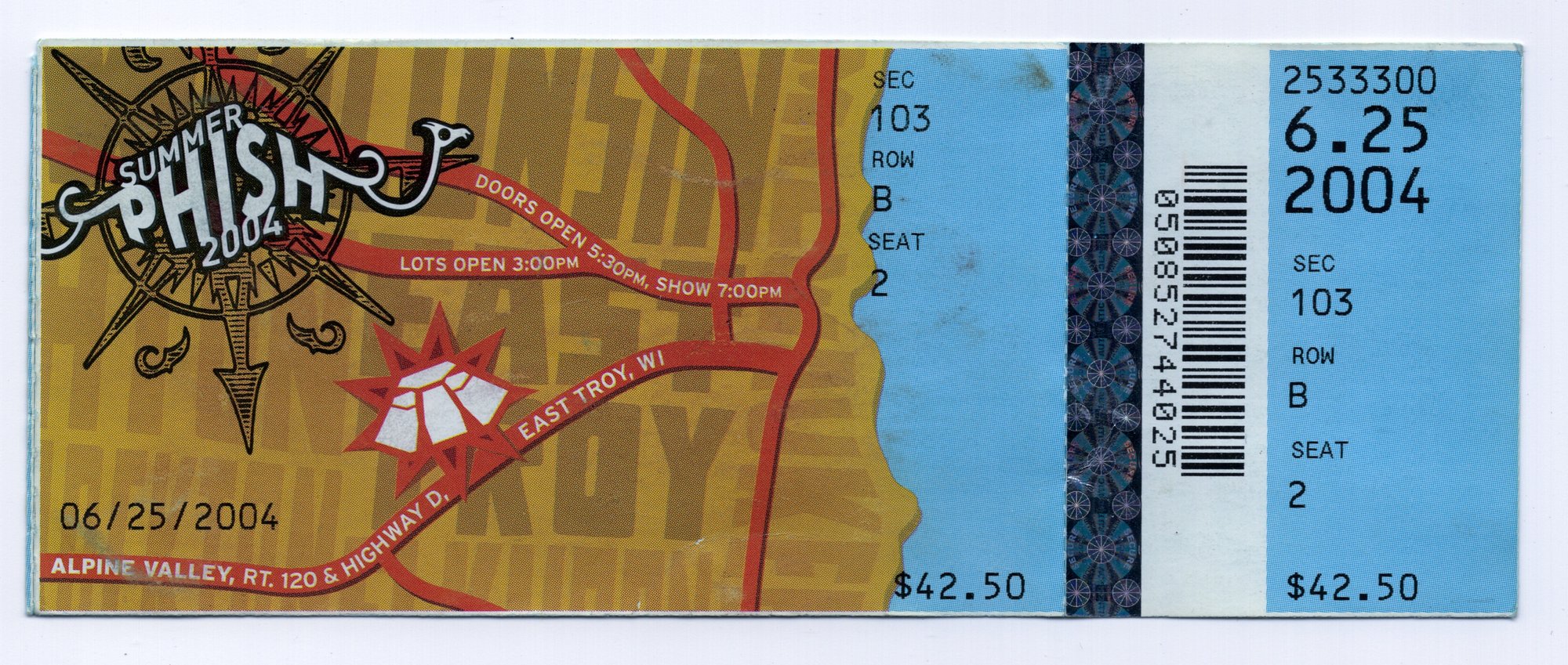 Ticket for 2004-06-25 at Alpine Valley