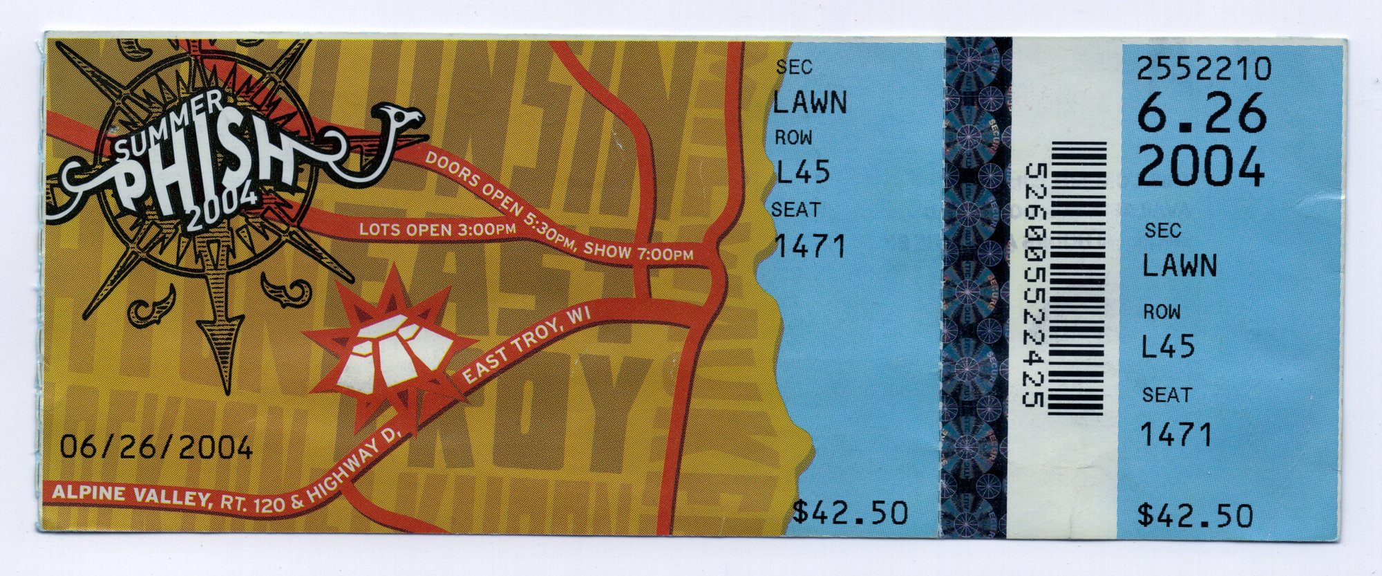 Ticket for 2004-06-26 at Alpine Valley