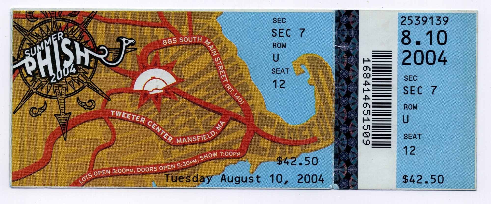 Ticket for 2004-08-10 at Tweeter Center