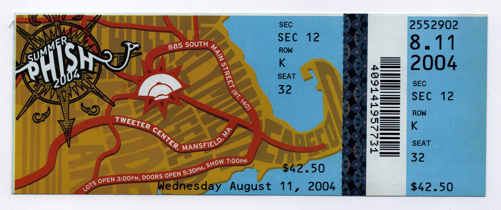 Ticket for 2004-08-11 at Tweeter Center