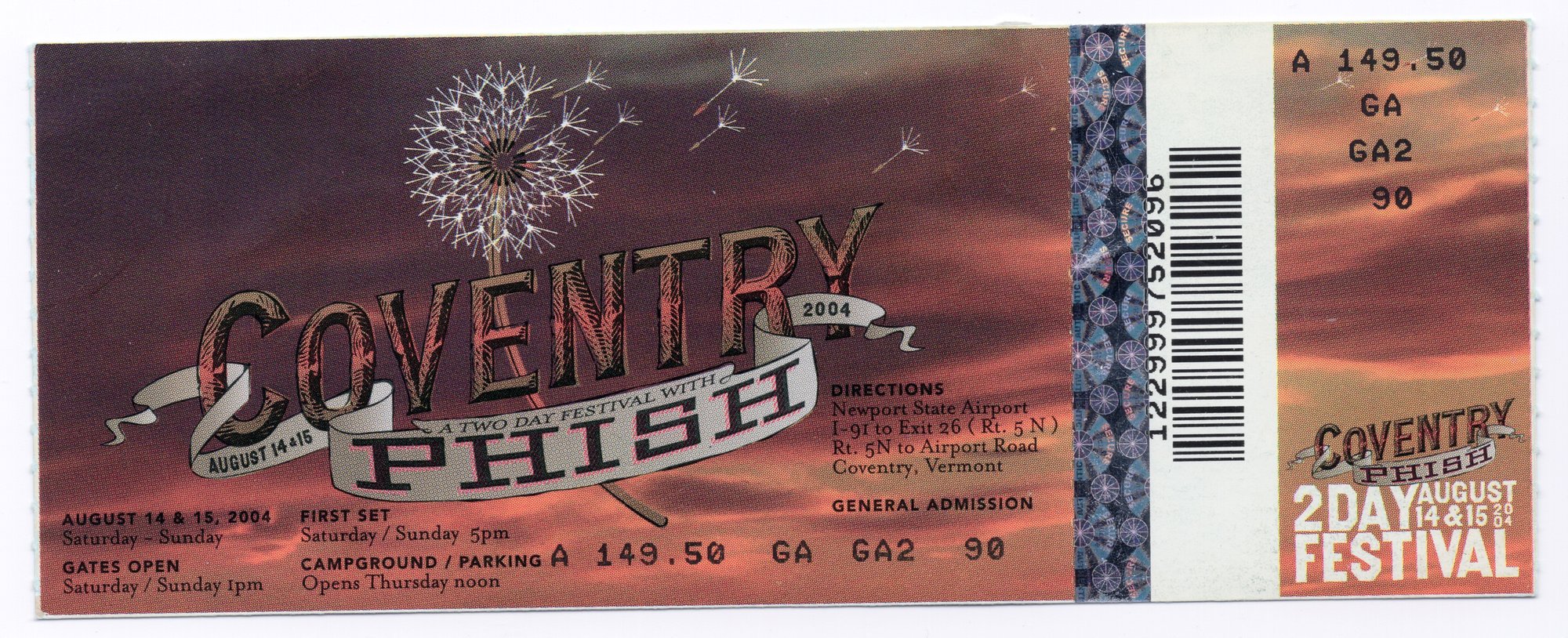 Ticket for 2004-08-14 at Coventry