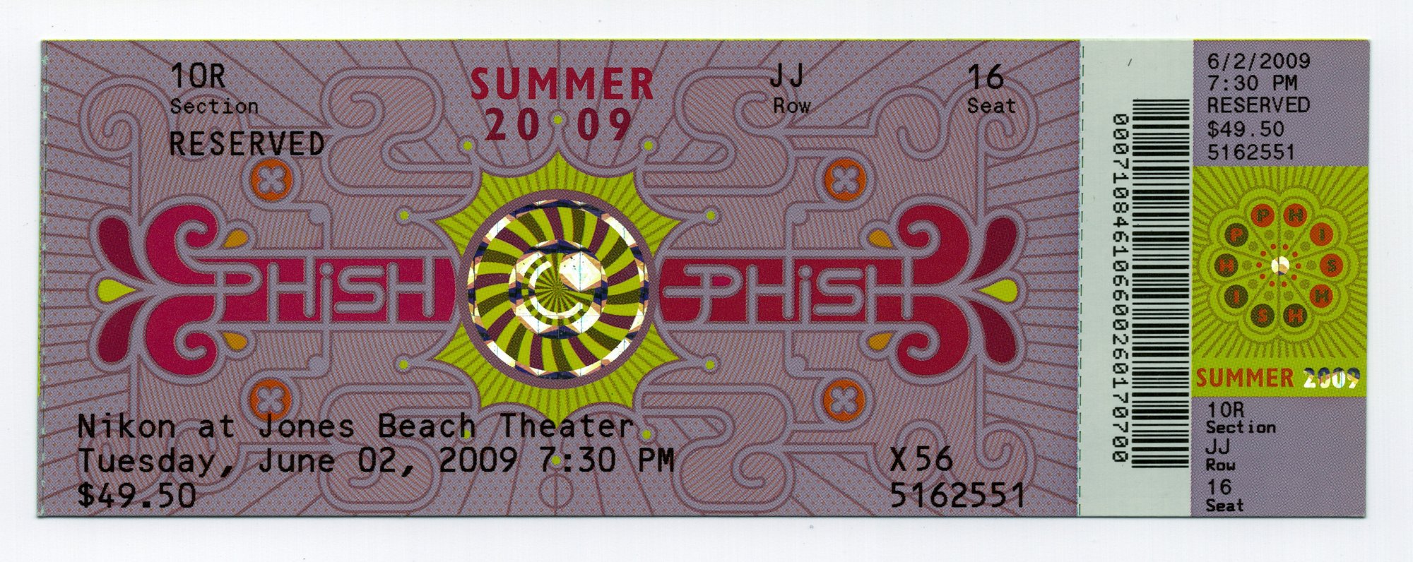 Ticket for 2009-06-02 at Nikon At Jones Beach Theater