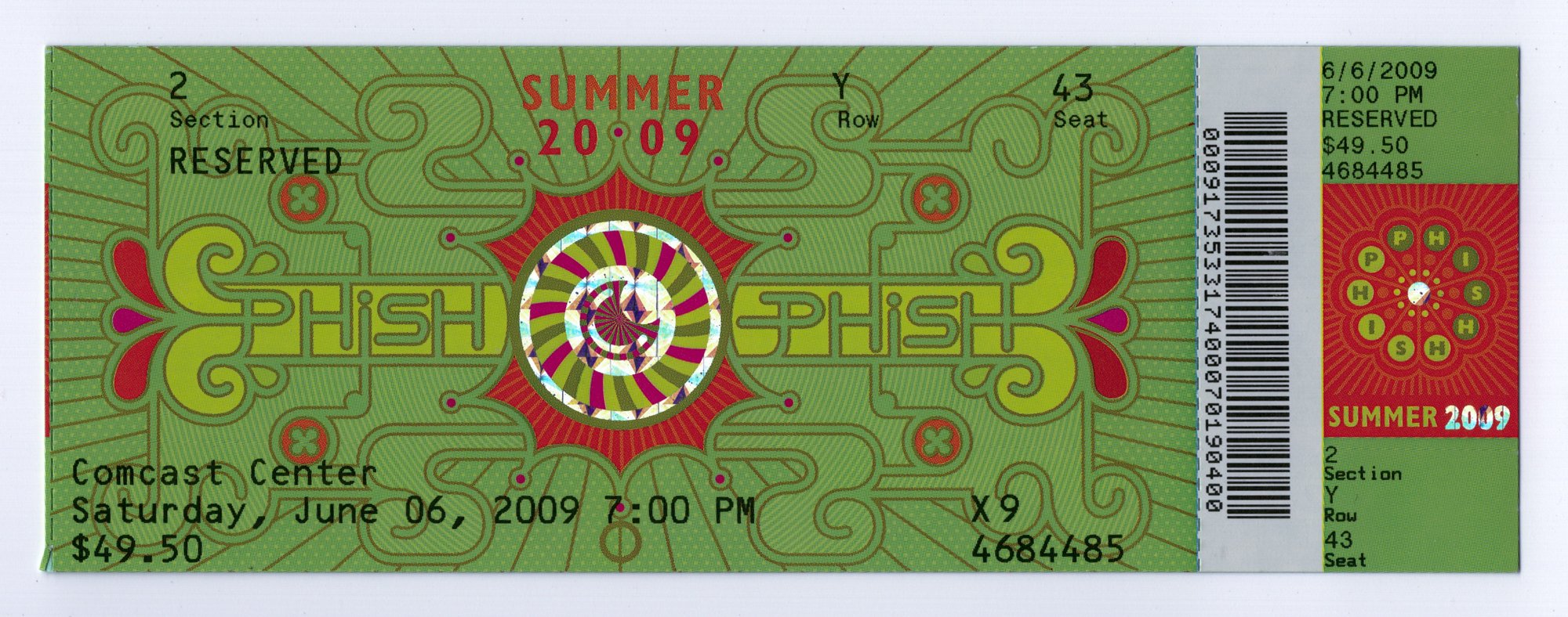 Ticket for 2009-06-06 at Comcast Center