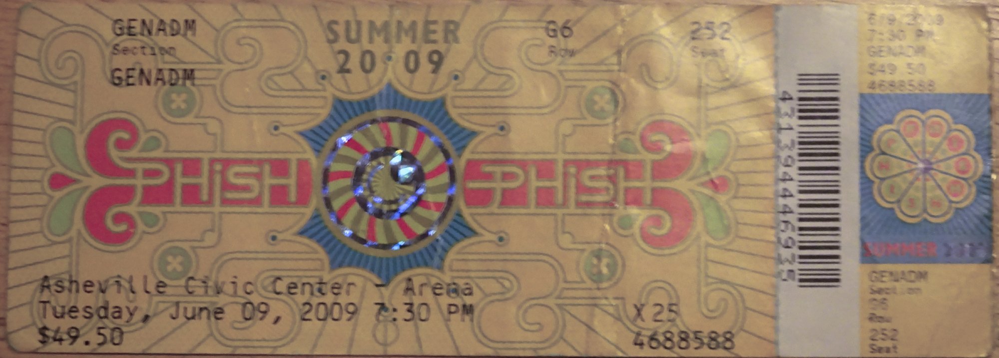 Ticket for 2009-06-09 at Asheville Civic Center