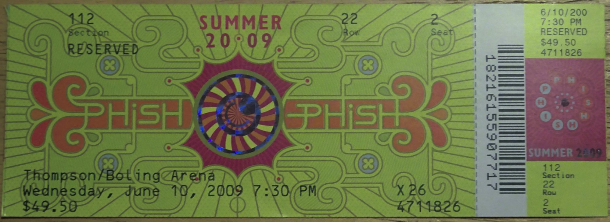 Ticket for 2009-06-10 at Thompson-Boling Arena