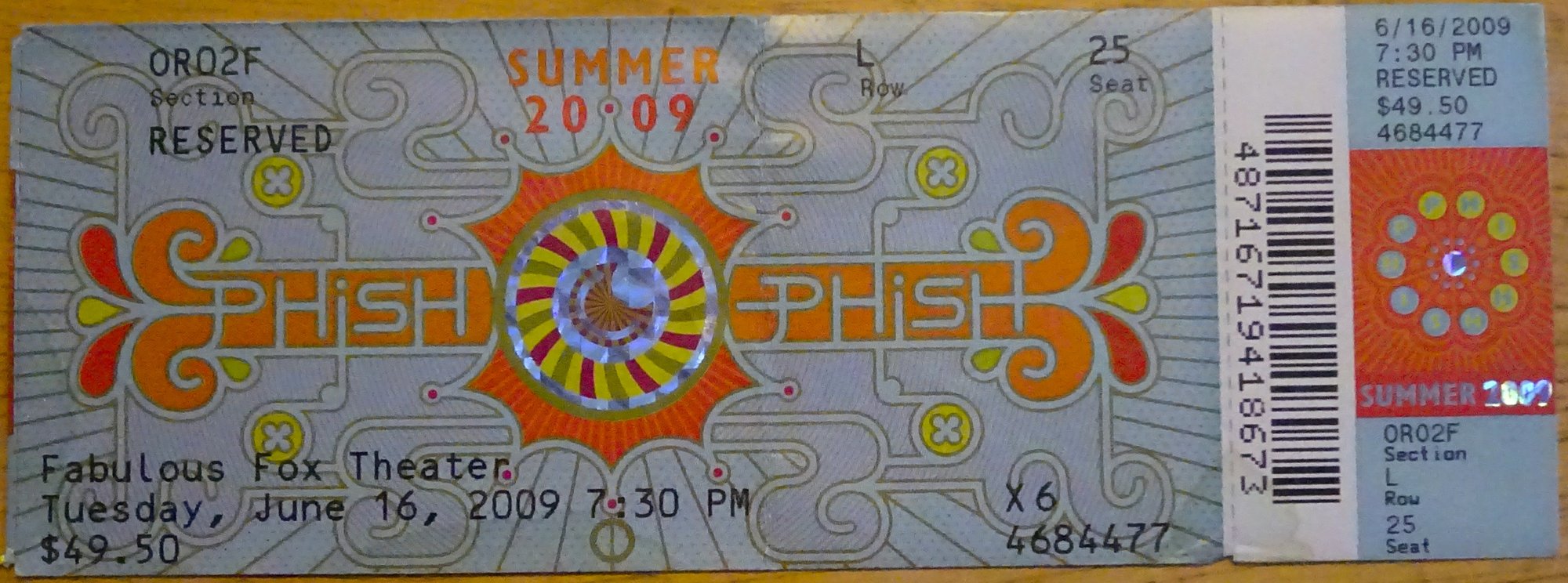 Ticket for 2009-06-16 at The Fox Theatre