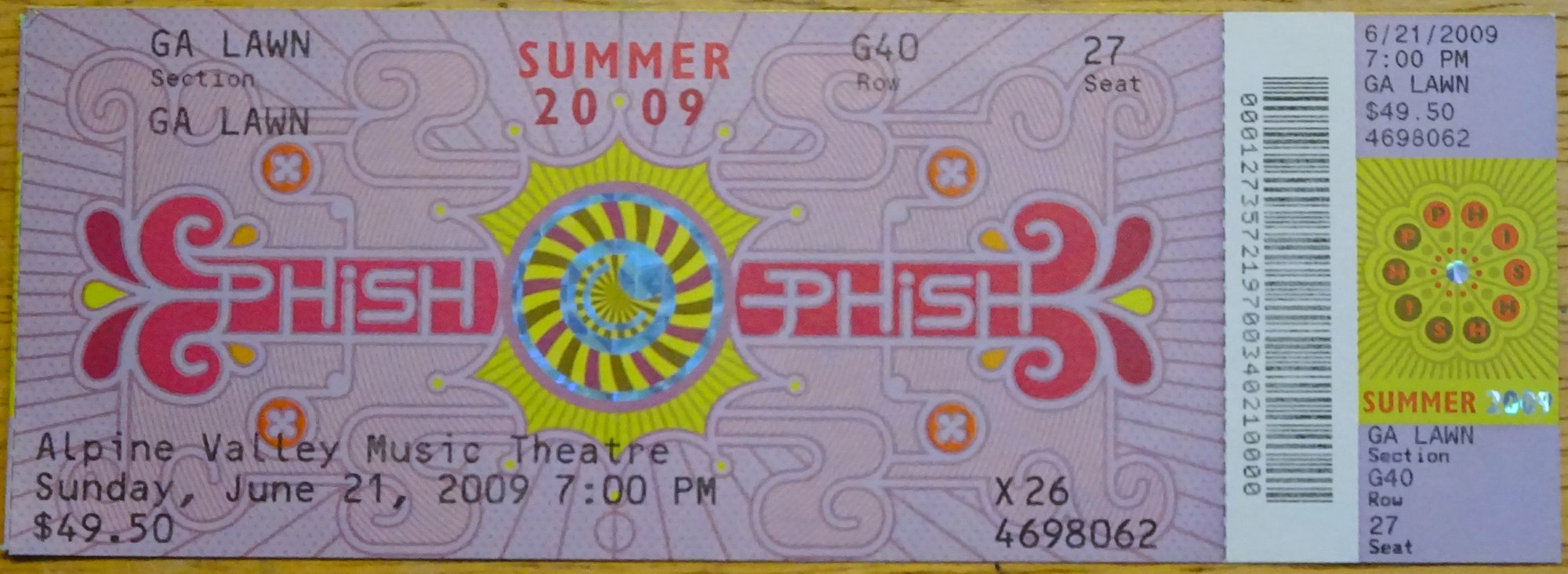 Ticket for 2009-06-21 at Alpine Valley