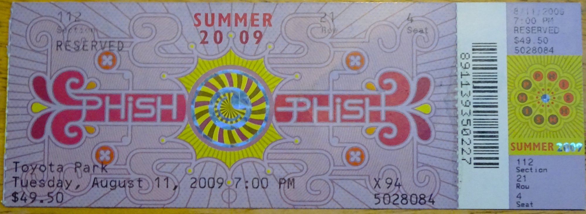 Ticket for 2009-08-11 at Toyota Park