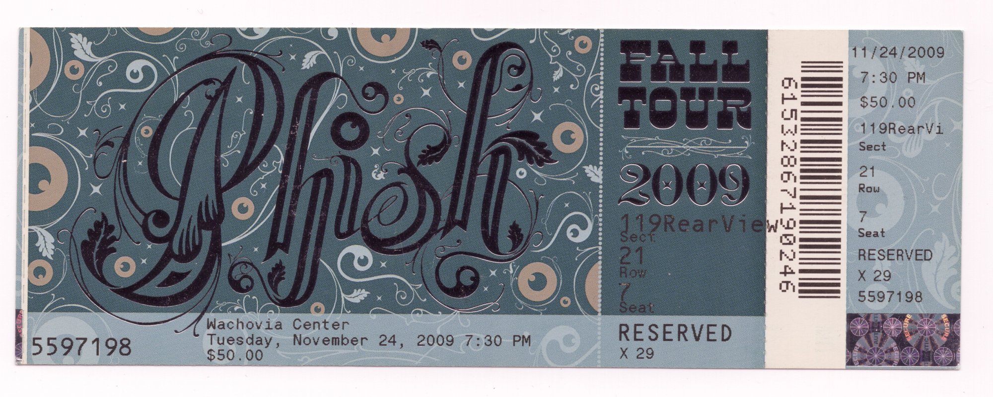 Ticket for 2009-11-24 at Wachovia Center