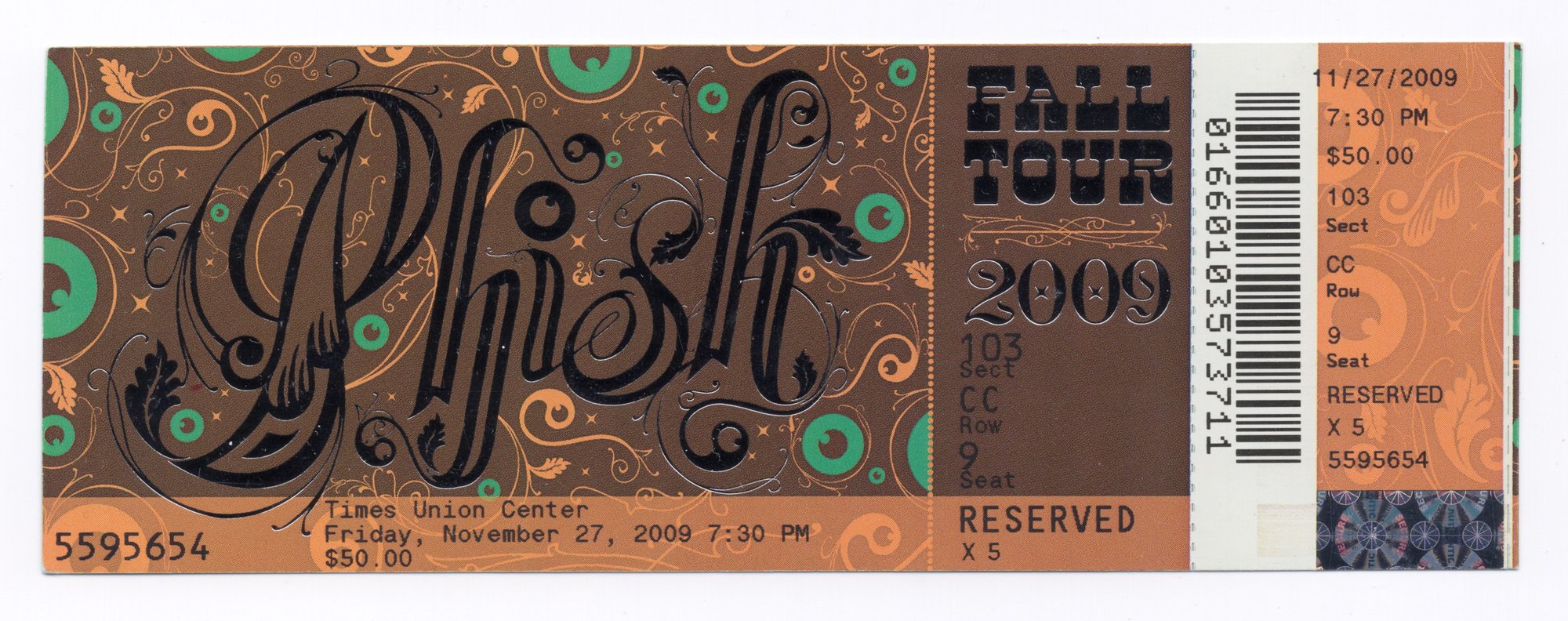 Ticket for 2009-11-27 at Times Union Center