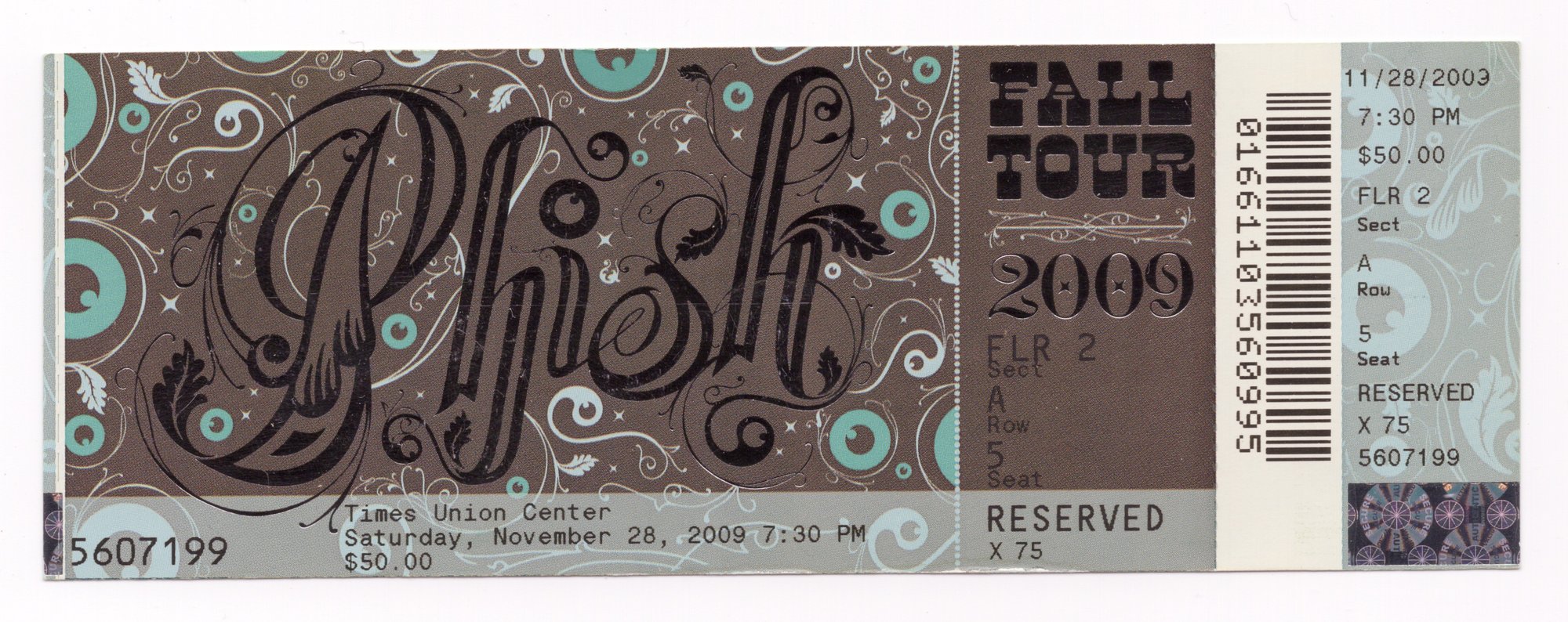 Ticket for 2009-11-28 at Times Union Center