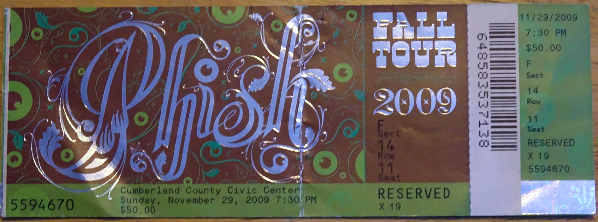 Ticket for 2009-11-29 at Cumberland County Civic Center