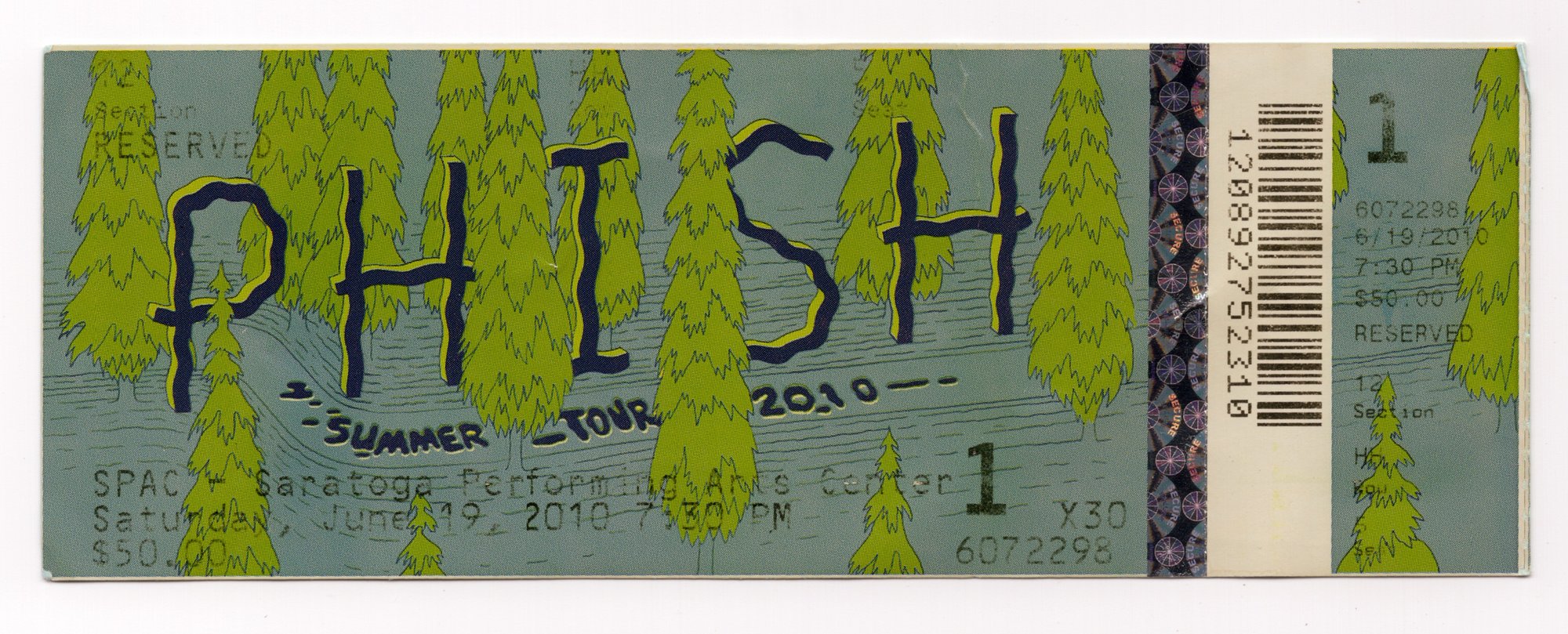 Ticket for 2010-06-19 at Saratoga Performing Arts Center