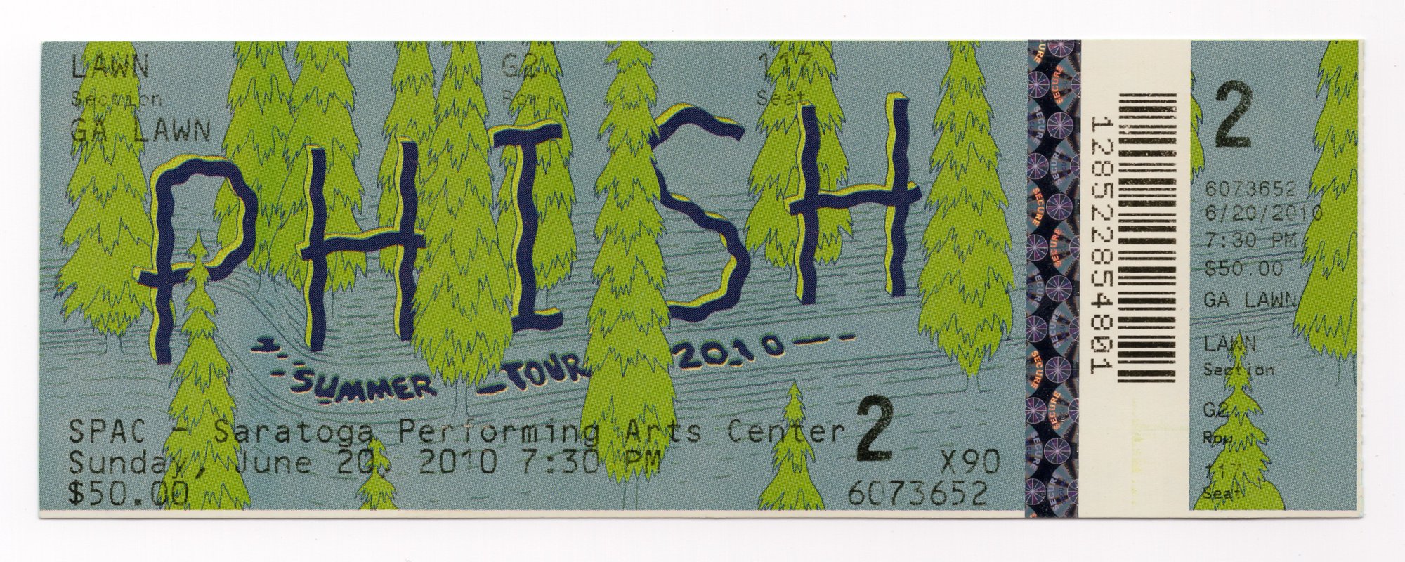 Ticket for 2010-06-20 at Saratoga Performing Arts Center
