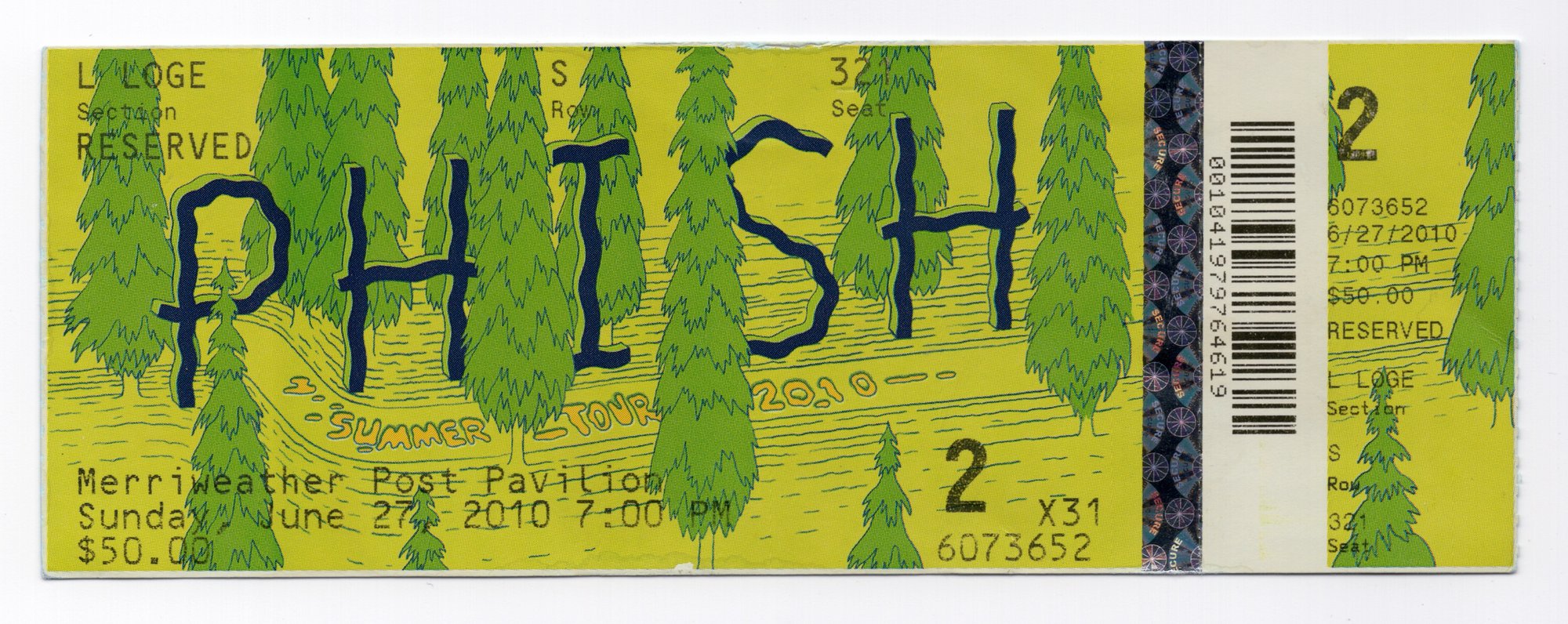Ticket for 2010-06-27 at Merriweather Post Pavilion