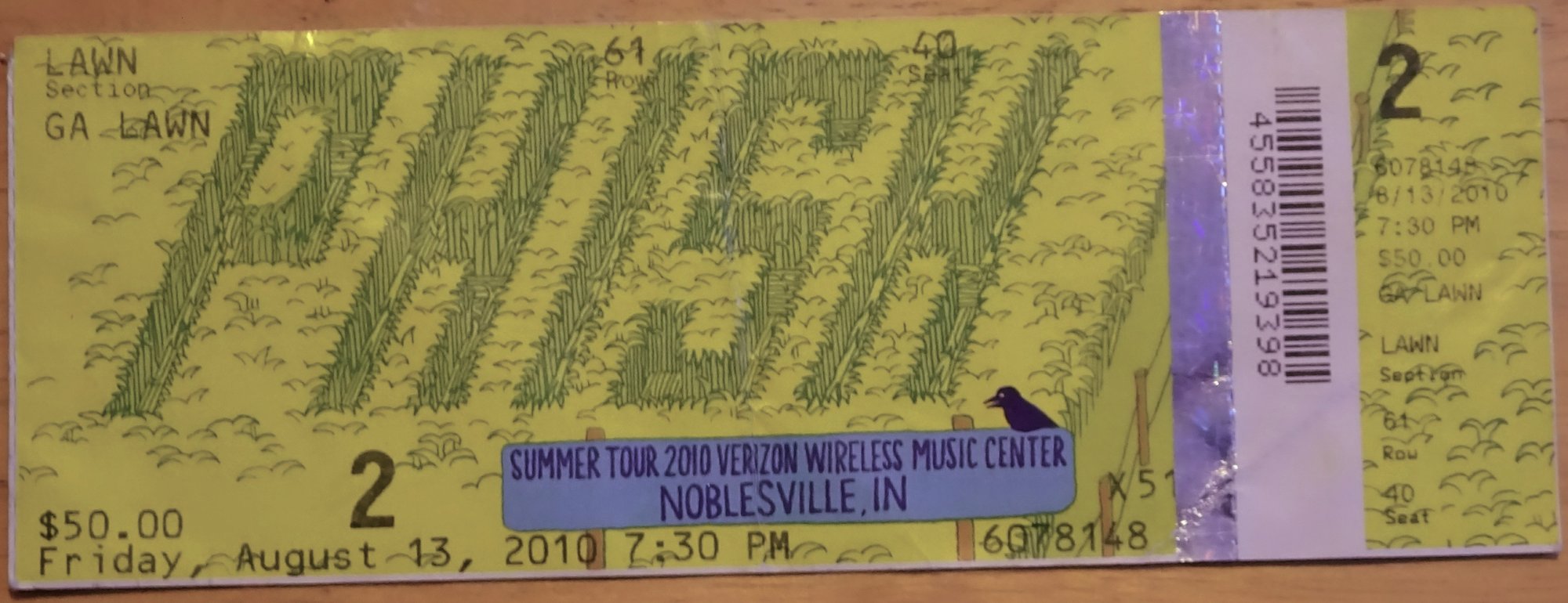 Ticket for 2010-08-13 at Deer Creek