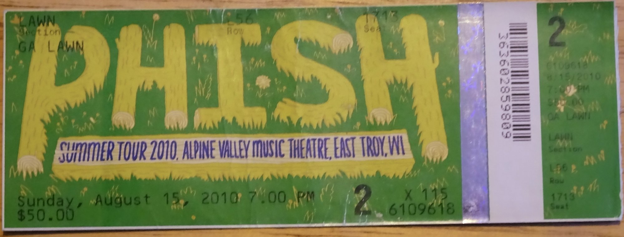 Ticket for 2010-08-15 at Alpine Valley