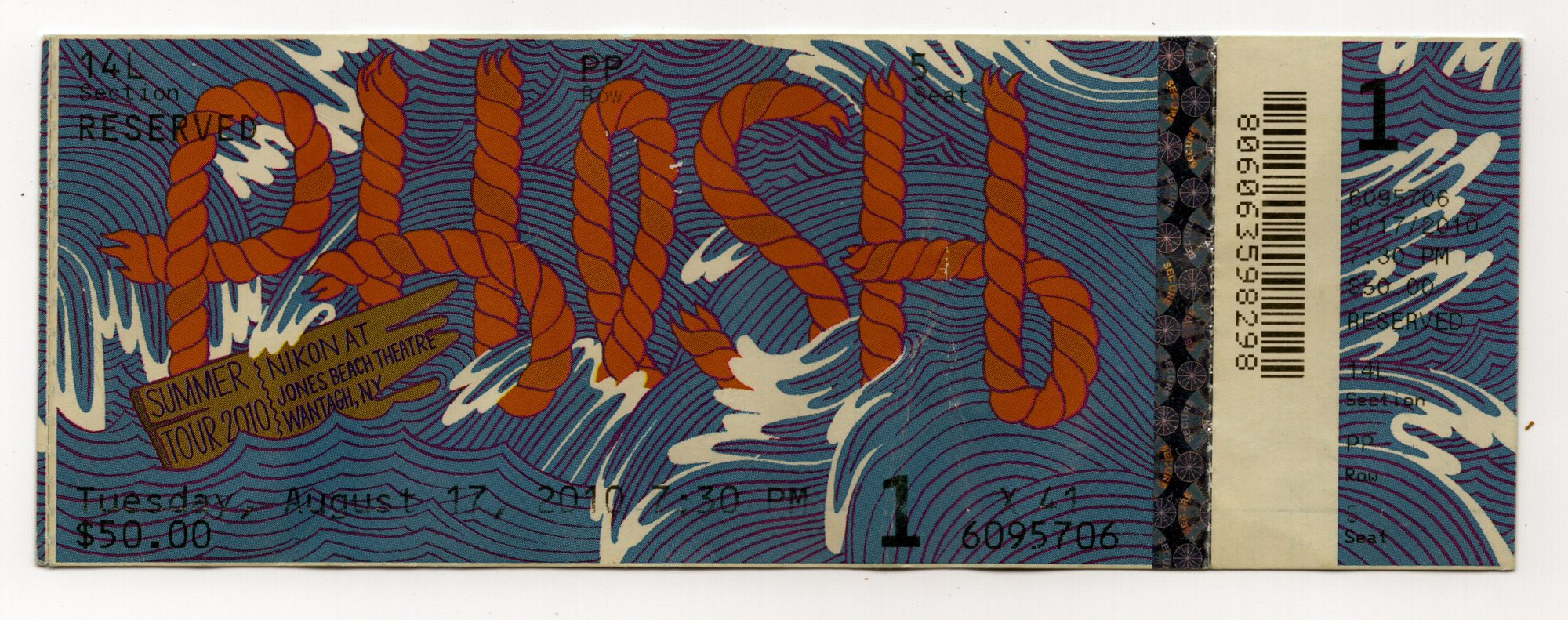 Ticket for 2010-08-17 at Nikon At Jones Beach Theater