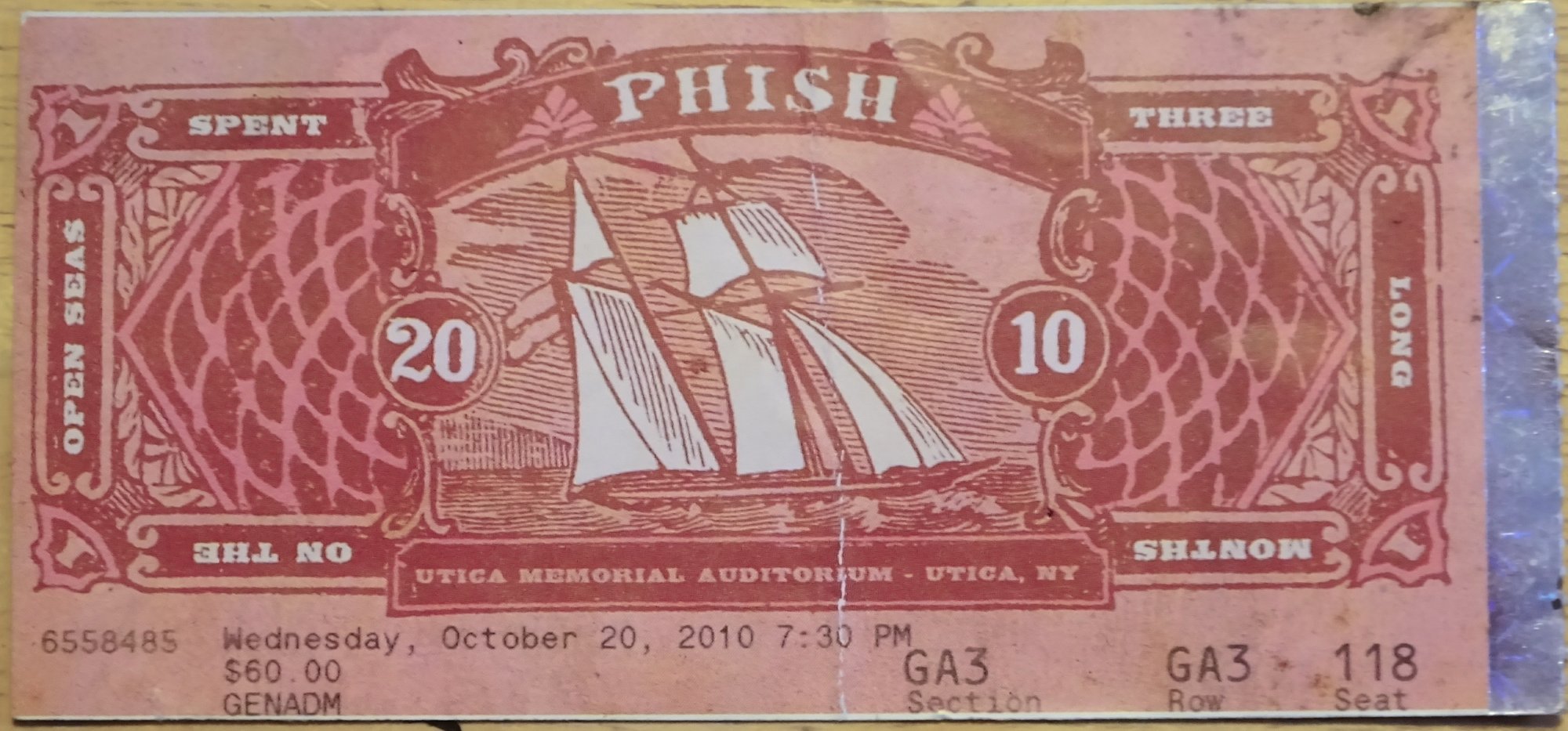 Ticket for 2010-10-20 at Utica Memorial Auditorium