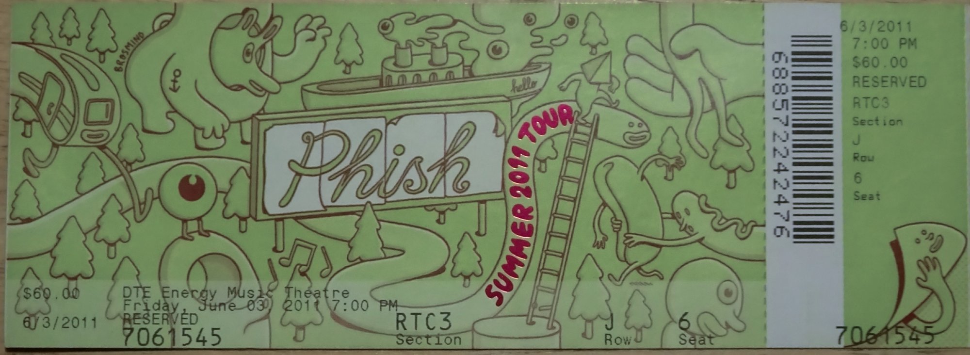 Ticket for 2011-06-03 at DTE Energy Music Theatre