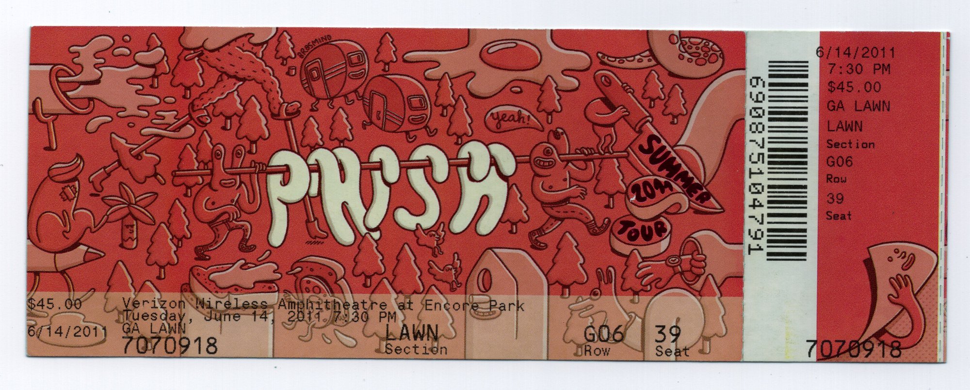 Ticket for 2011-06-14 at Verizon Wireless Amphitheatre At Encore Park