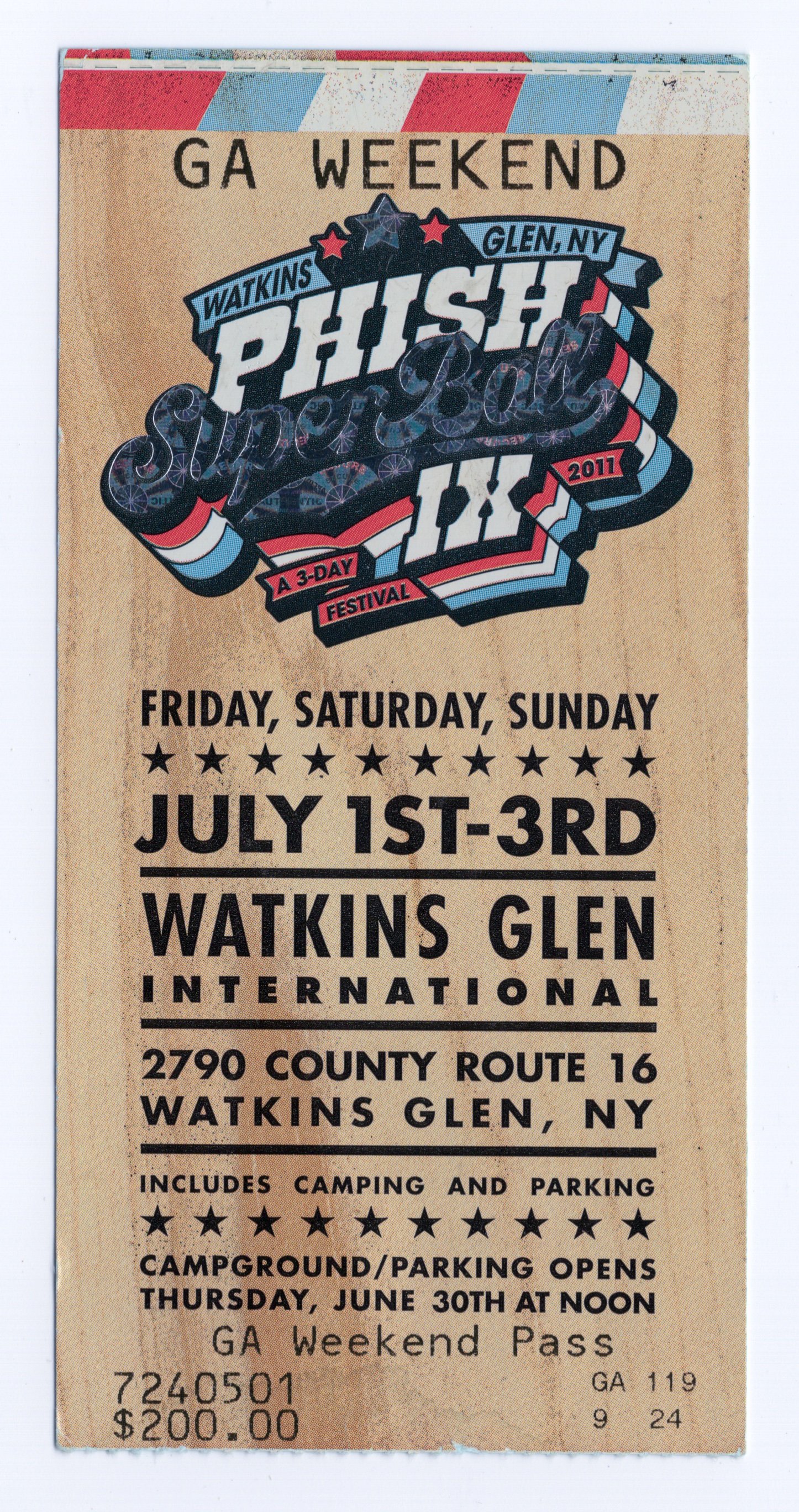 Ticket for 2011-07-01 at Super Ball