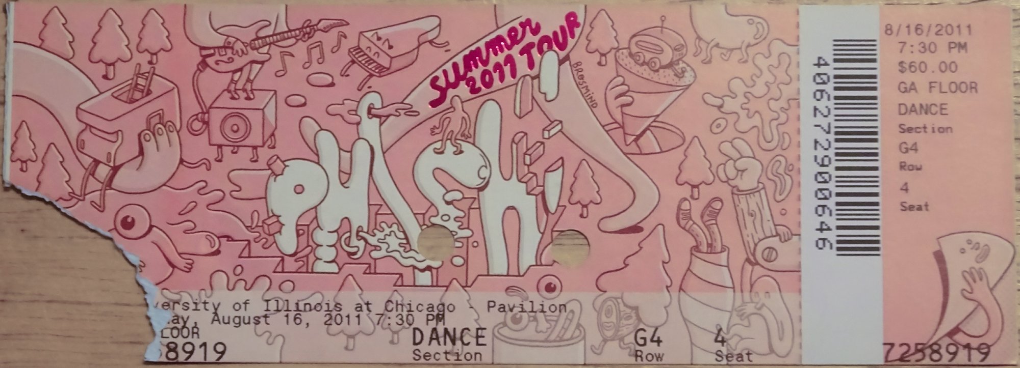 Ticket for 2011-08-16 at UIC Pavilion