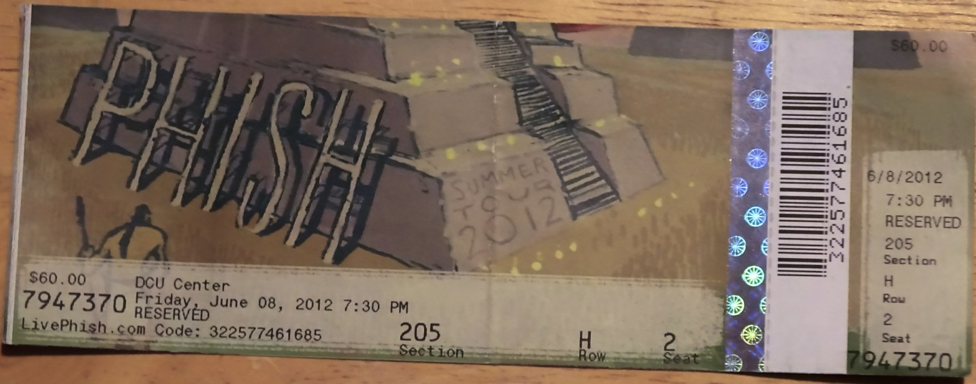 Ticket for 2012-06-08 at DCU Center