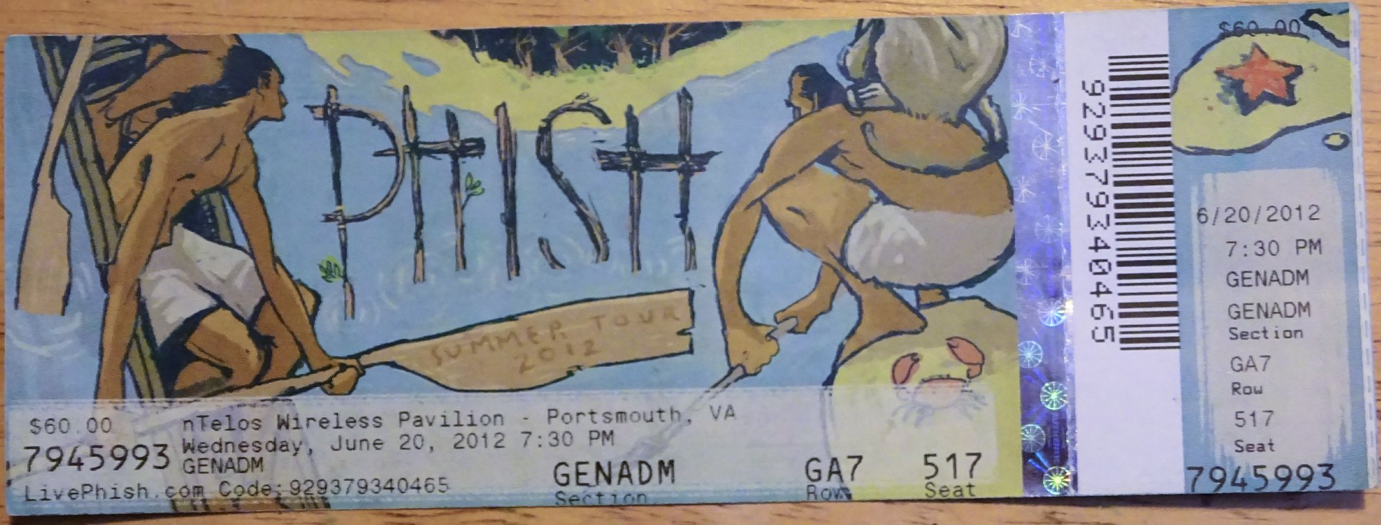 Ticket for 2012-06-20 at NTelos Pavilion