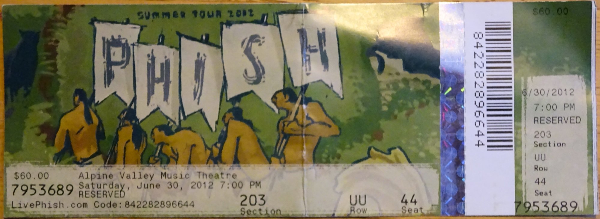 Ticket for 2012-06-30 at Alpine Valley