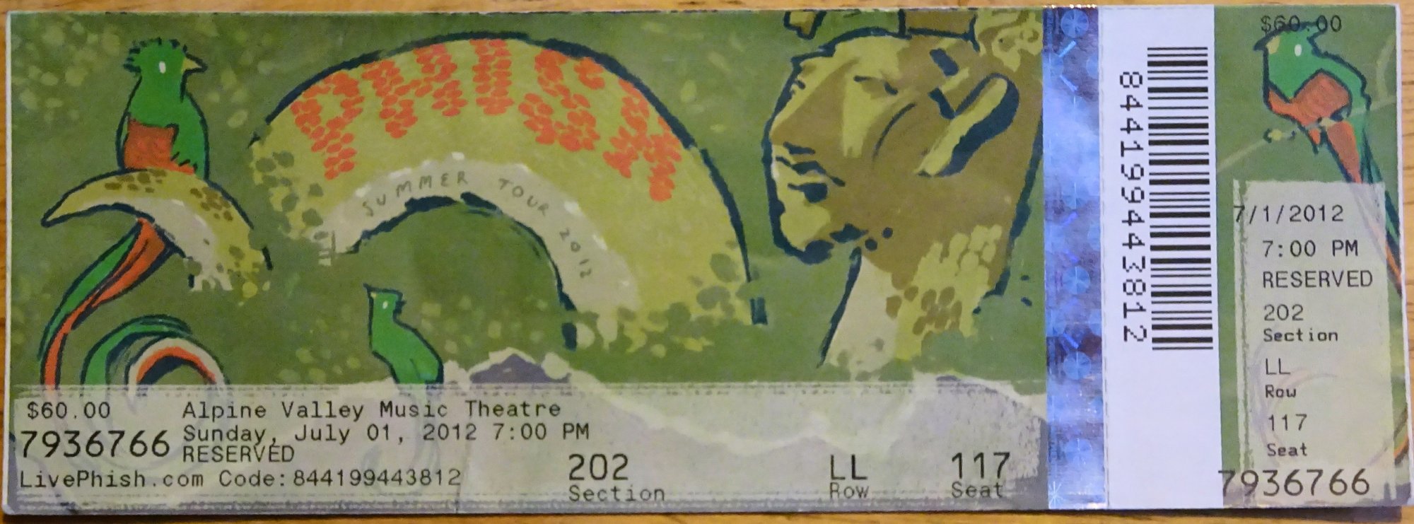 Ticket for 2012-07-01 at Alpine Valley