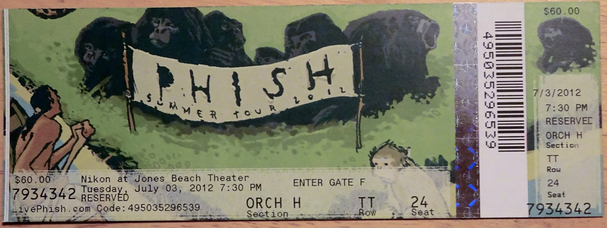 Ticket for 2012-07-03 at Nikon At Jones Beach Theater