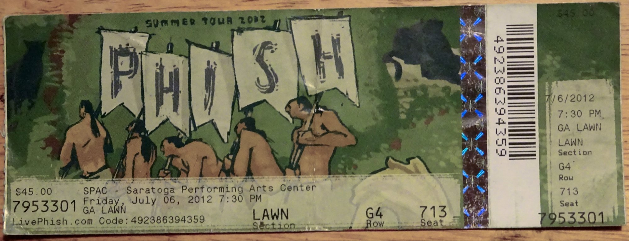 Ticket for 2012-07-06 at Saratoga Performing Arts Center