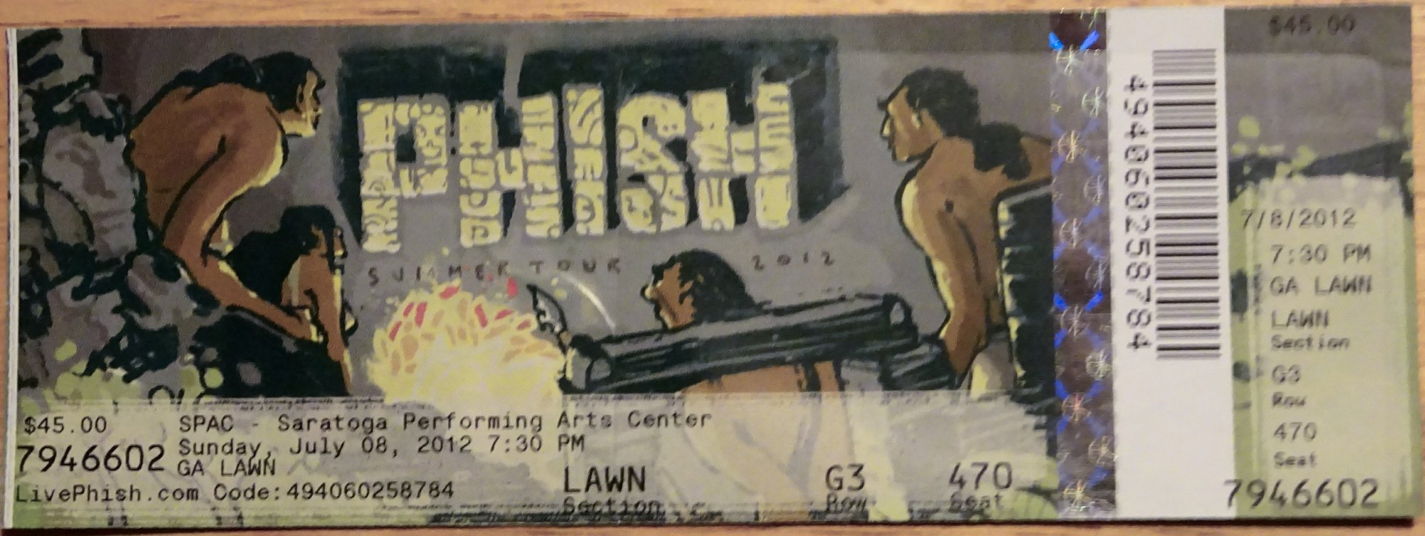 Ticket for 2012-07-08 at Saratoga Performing Arts Center