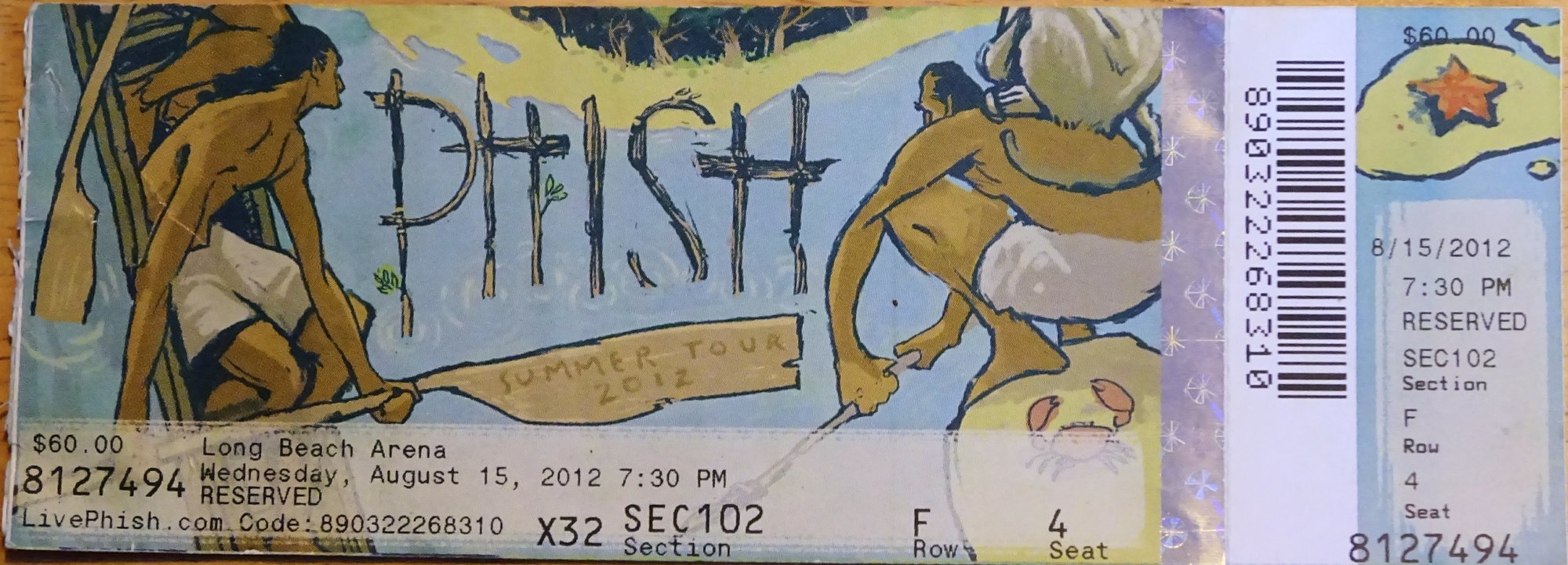 Ticket for 2012-08-15 at Long Beach Arena