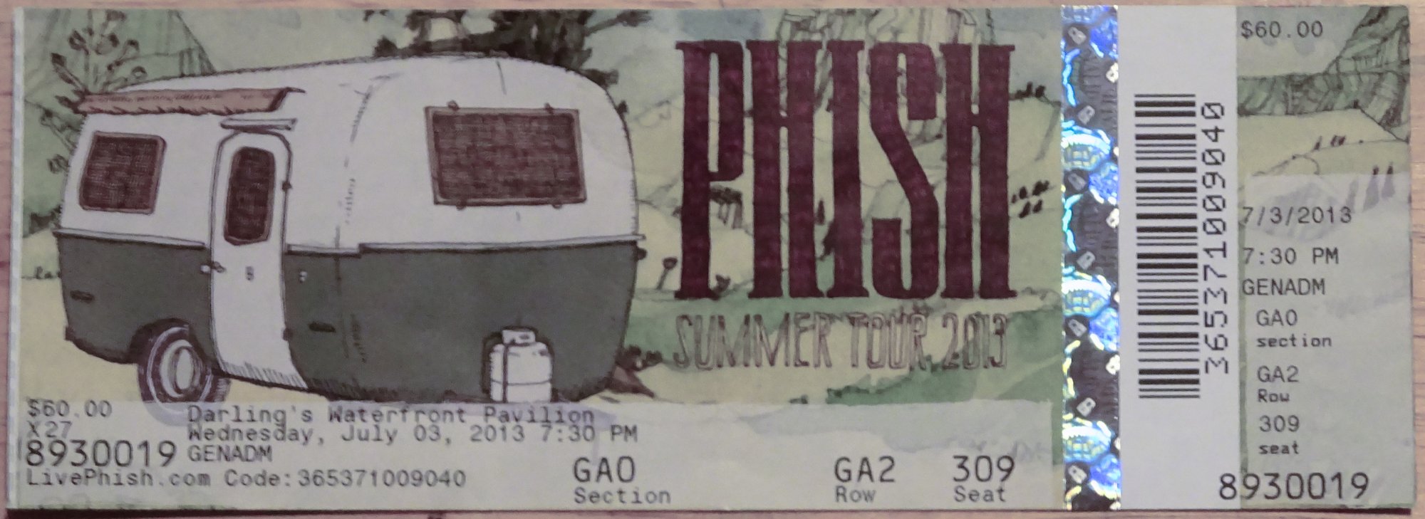 Ticket for 2013-07-03 at Darling'S Waterfront Pavilion