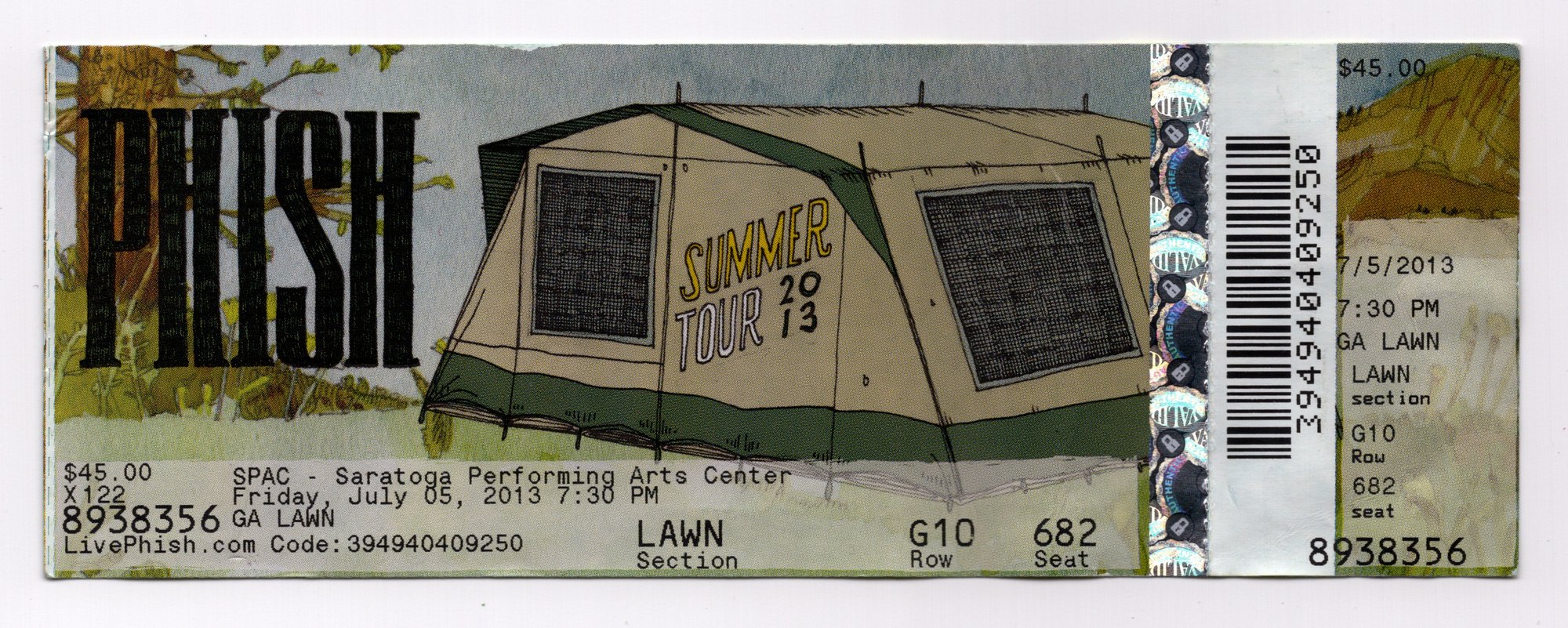 Ticket for 2013-07-05 at Saratoga Performing Arts Center
