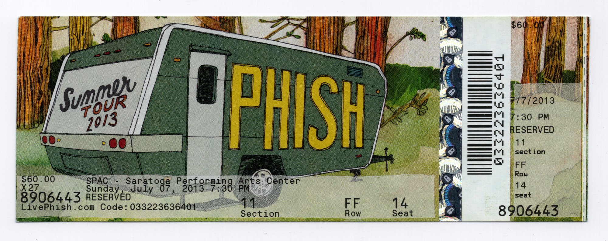 Ticket for 2013-07-07 at Saratoga Performing Arts Center