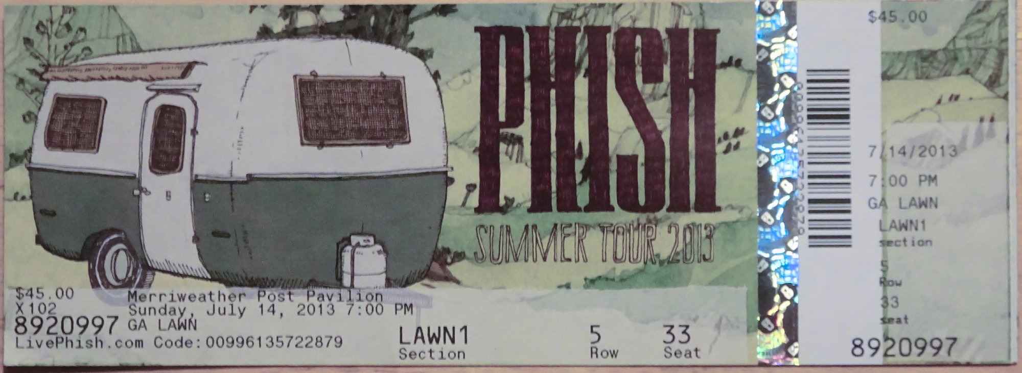Ticket for 2013-07-14 at Merriweather Post Pavilion