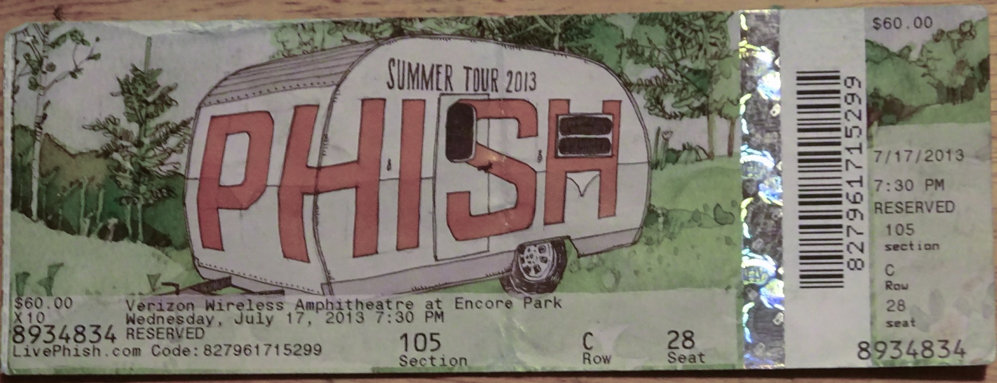 Ticket for 2013-07-17 at Verizon Wireless Amphitheatre At Encore Park