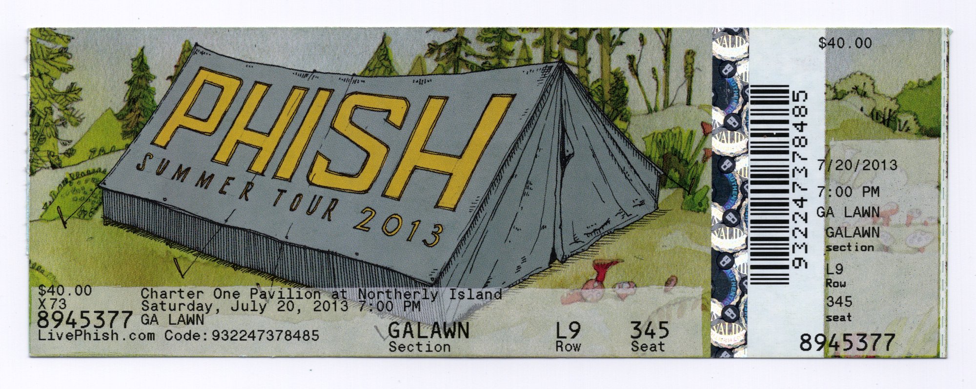 Ticket for 2013-07-20 at FirstMerit Bank Pavilion At Northerly Island