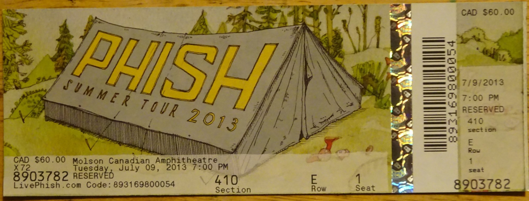 Ticket for 2013-07-22 at Molson Canadian Amphitheatre