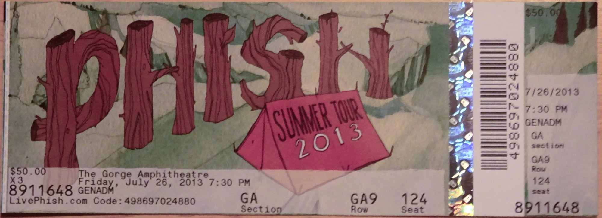 Ticket for 2013-07-26 at Gorge Amphitheatre