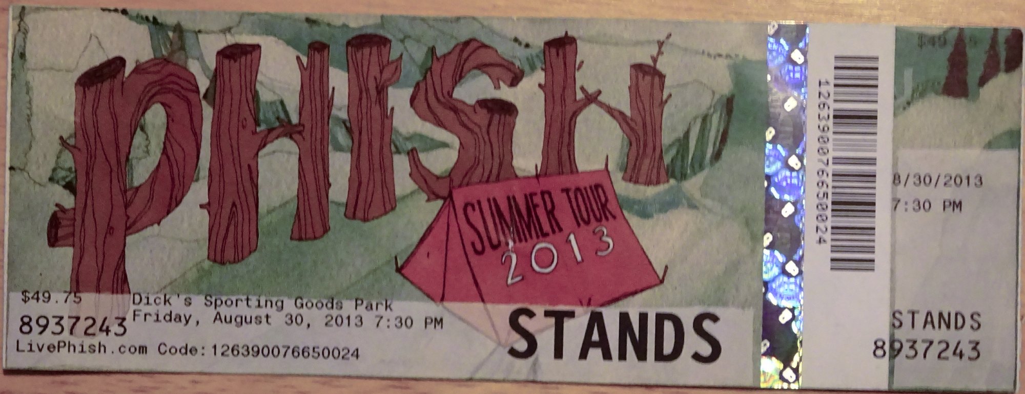 Ticket for 2013-08-30 at Dick's Sporting Goods Park