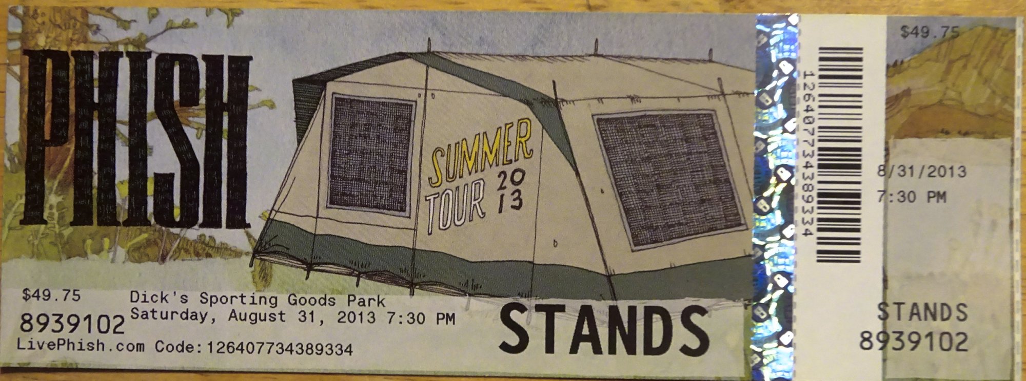 Ticket for 2013-08-31 at Dick's Sporting Goods Park