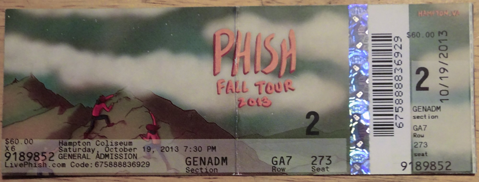 Ticket for 2013-10-19 at Hampton Coliseum