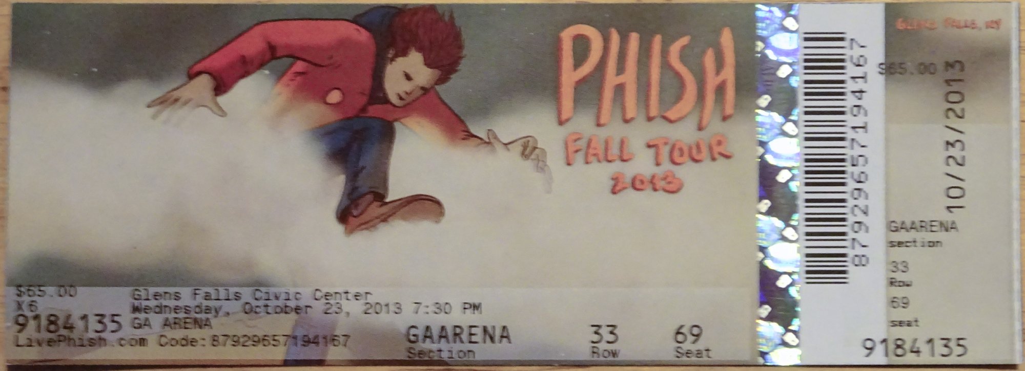 Ticket for 2013-10-23 at Glens Falls Civic Center