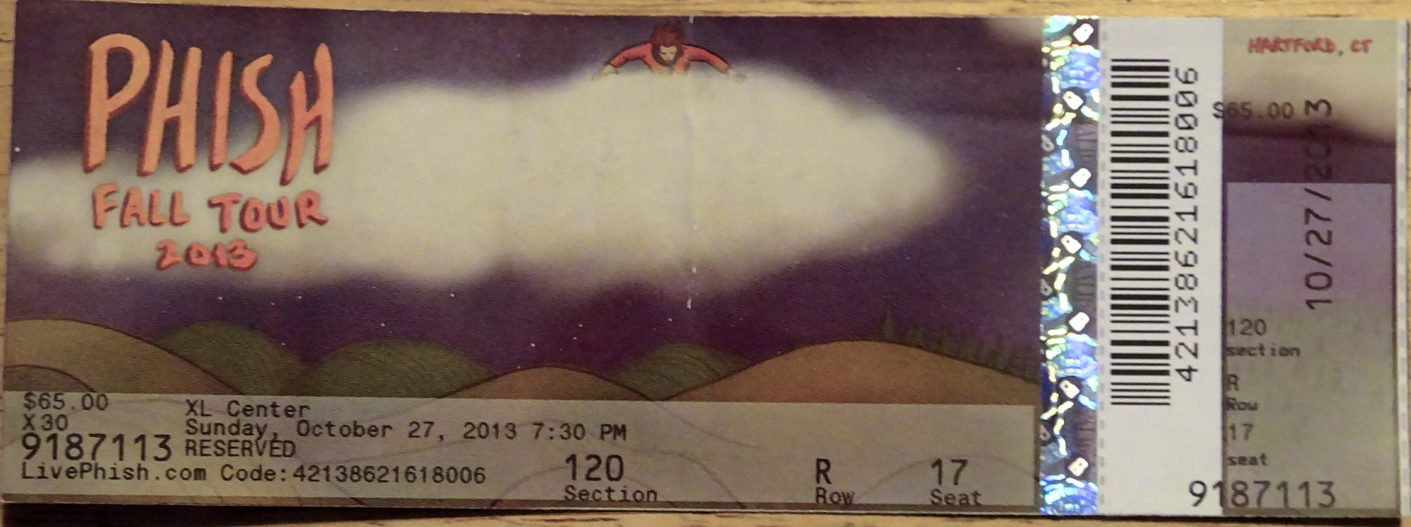 Ticket for 2013-10-27 at XL Center