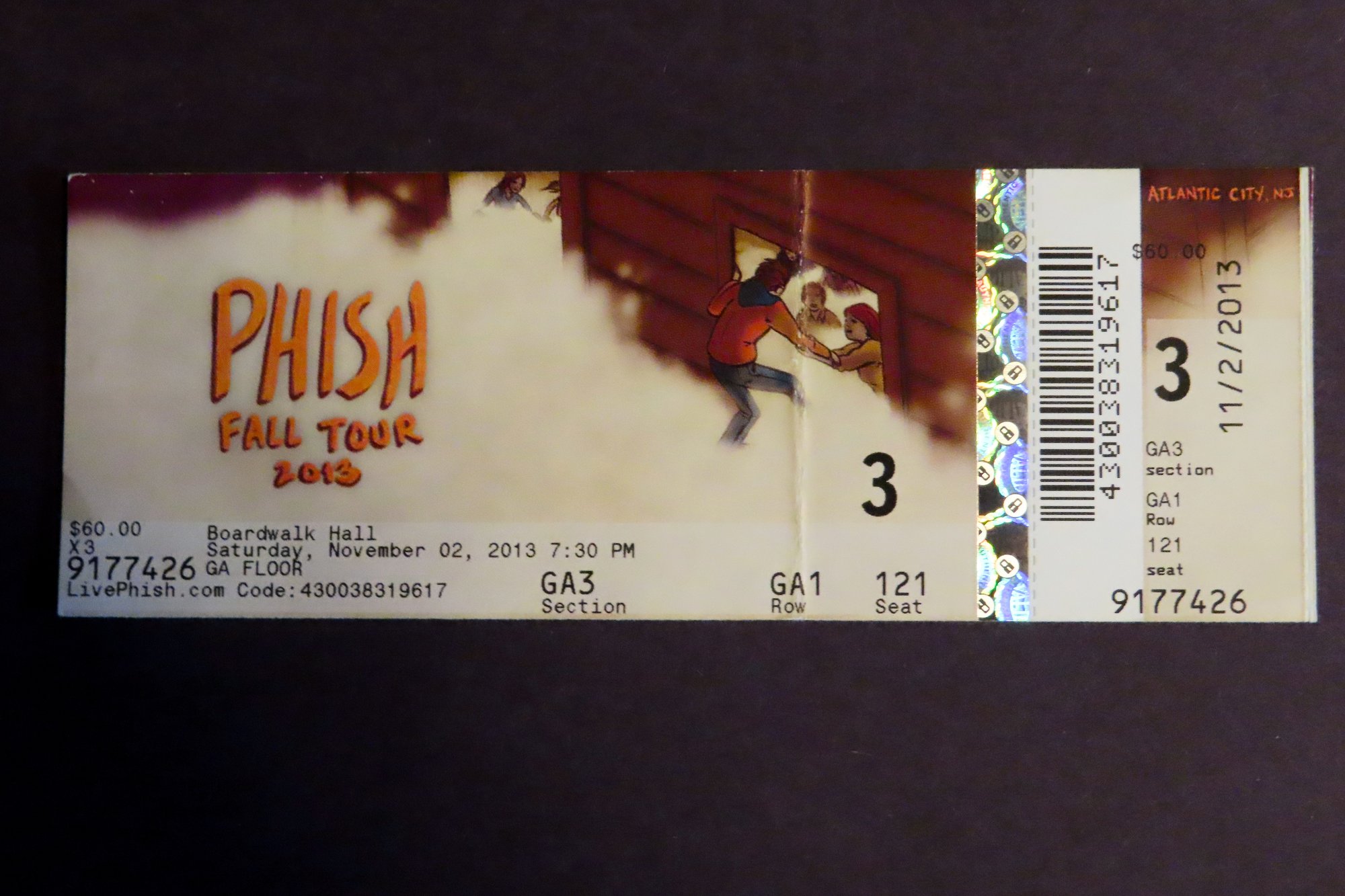 Ticket for 2013-11-02 at Boardwalk Hall